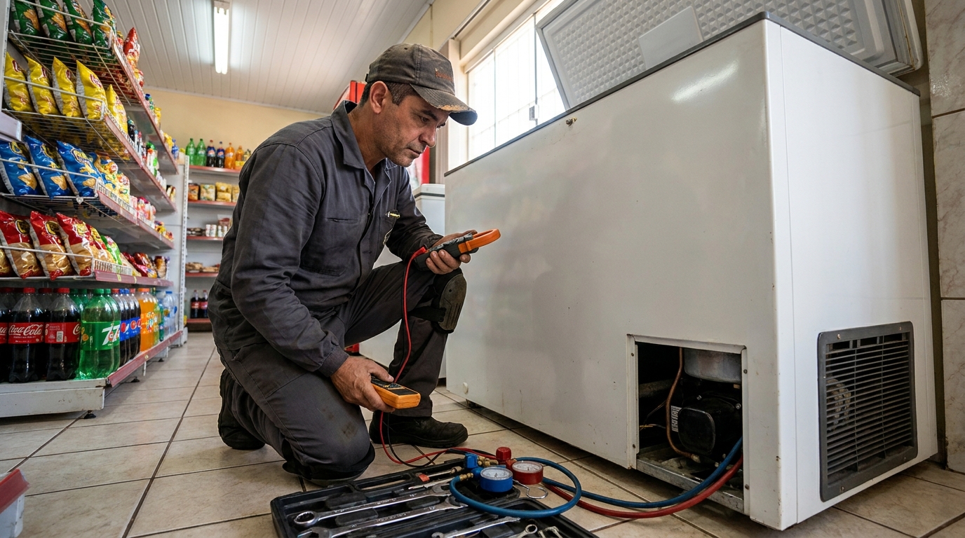 Reparo na placa eletrônica do freezer em Goiânia‑GO